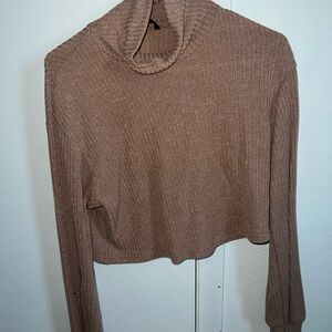 Chic Tan Ribbed Turtleneck Sweater